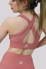 FabricFlex Front Twist Sports Bra (Pink Coral)